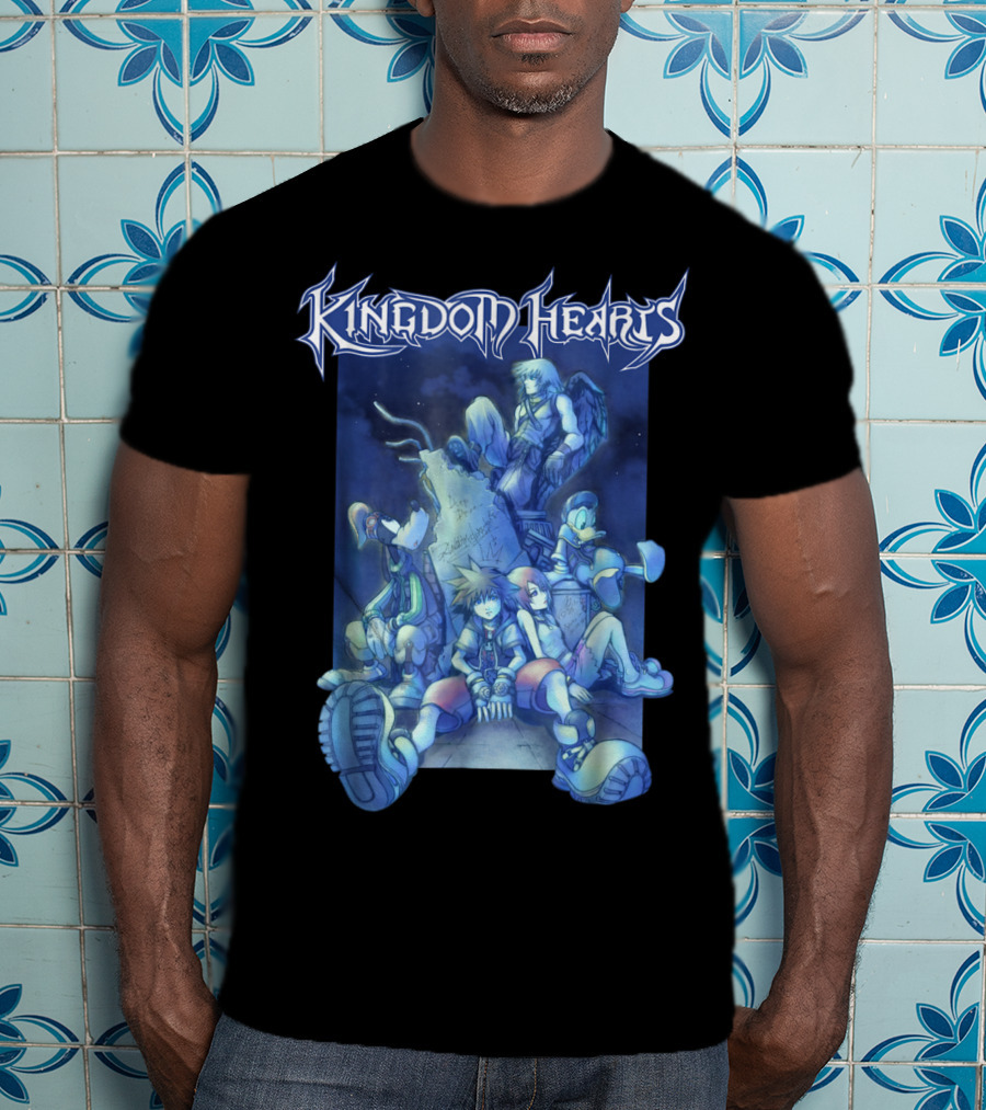 Kingdom Hearts Disney Blue Crew Art With Sora Donald Goofy And Riku T-Shirt