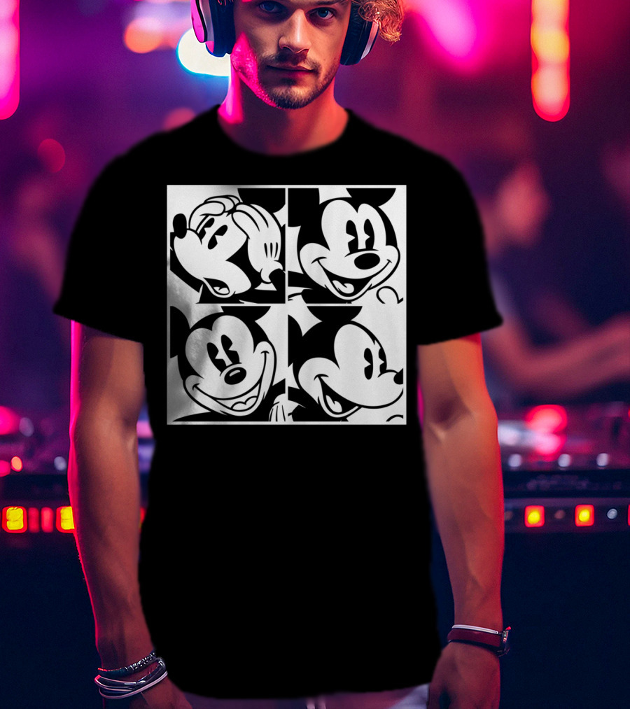 Disney Mickey Mouse Classic Expressions In Four Squares T-Shirt