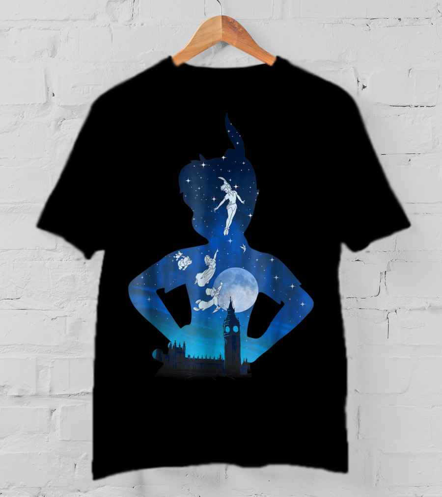 Disney Peter Pan London Night Sky Silhouette Flight T-Shirt