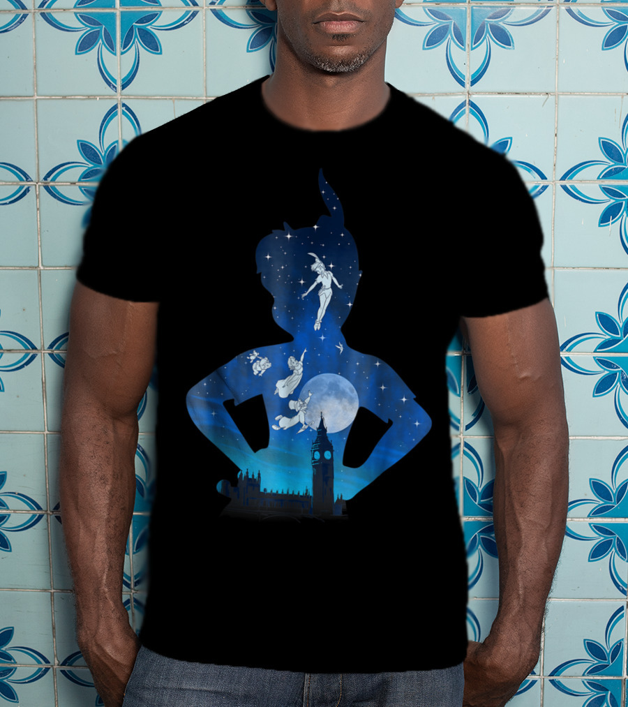 Disney Peter Pan London Night Sky Silhouette Flight T-Shirt
