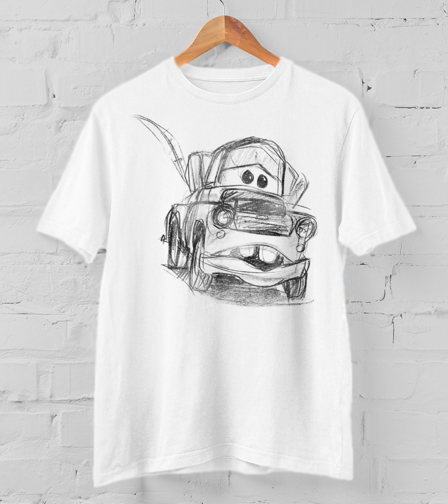 Disney Pixar Cars Mater Illustrated Line Drawing T-Shirt