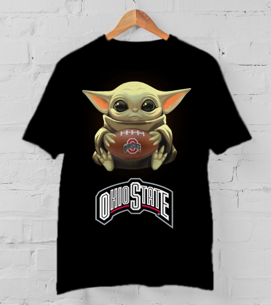 Yoda Holding Ohio State Football For Star Wars And Buckeyes Fans T-Shirt