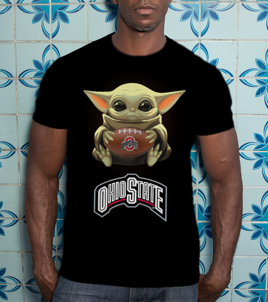 Yoda Holding Ohio State Football For Star Wars And Buckeyes Fans T-Shirt