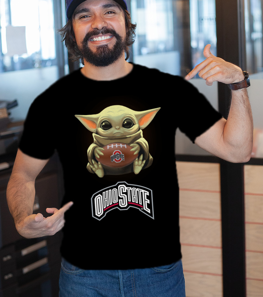 Yoda Holding Ohio State Football For Star Wars And Buckeyes Fans T-Shirt