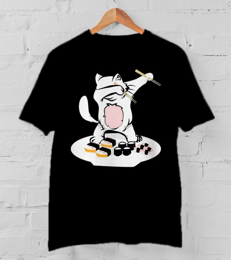Catsushi Cute Cat Eating Sushi With Chopsticks T-Shirt