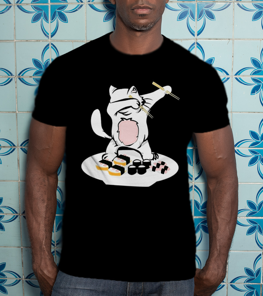 Catsushi Cute Cat Eating Sushi With Chopsticks T-Shirt