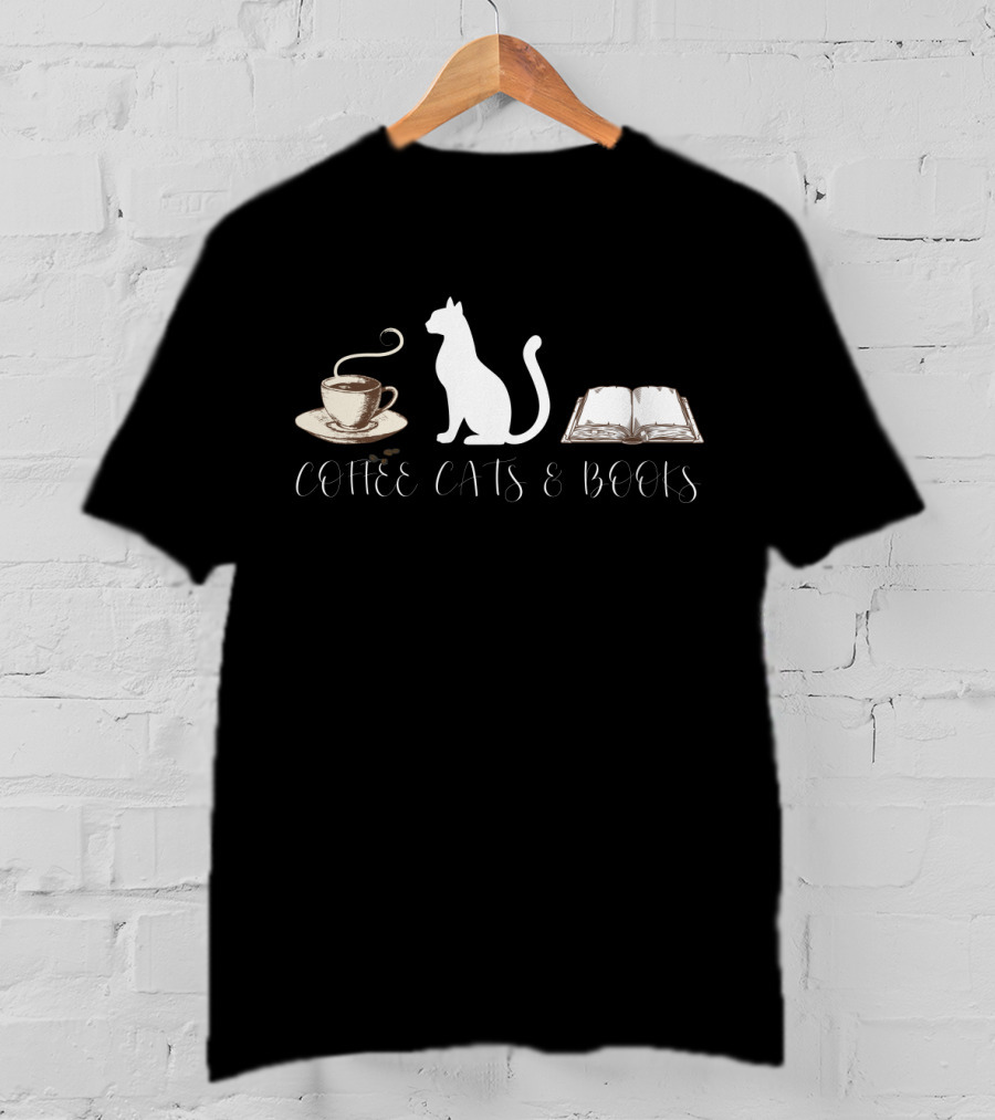 Coffee Cats And Books T-Shirt