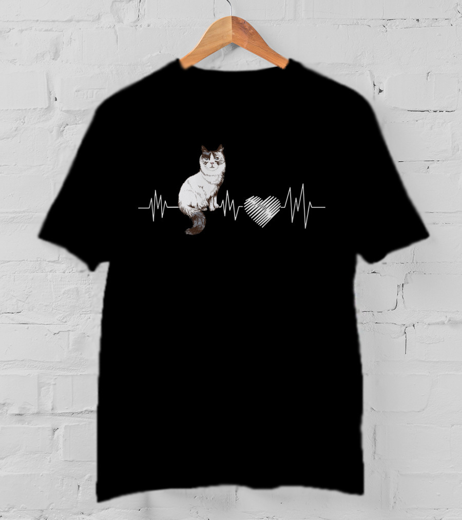 Ragdoll Cat Heartbeat Line T-Shirt