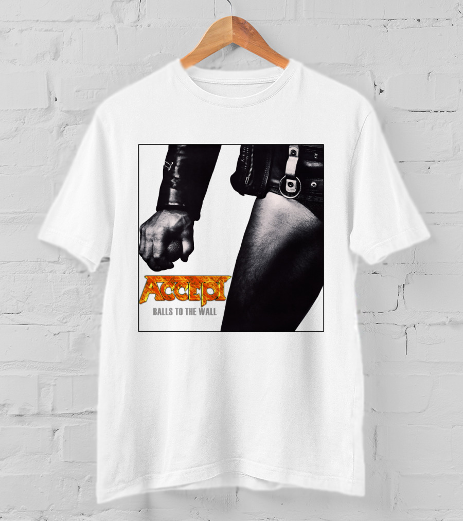 Accept Balls To The Wall Album Cover Leather Jacket And Studded Belt T-Shirt