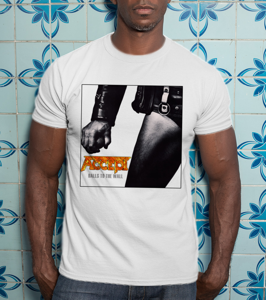Accept Balls To The Wall Album Cover Leather Jacket And Studded Belt T-Shirt