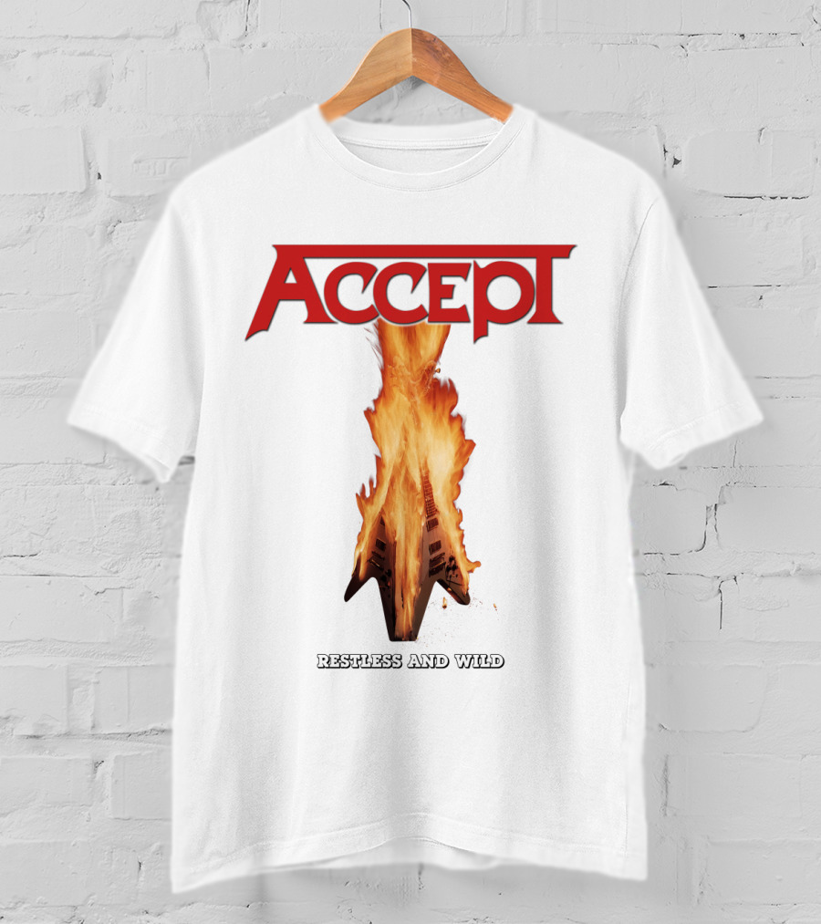 Accept Restless And Wild Flaming Guitar T-Shirt