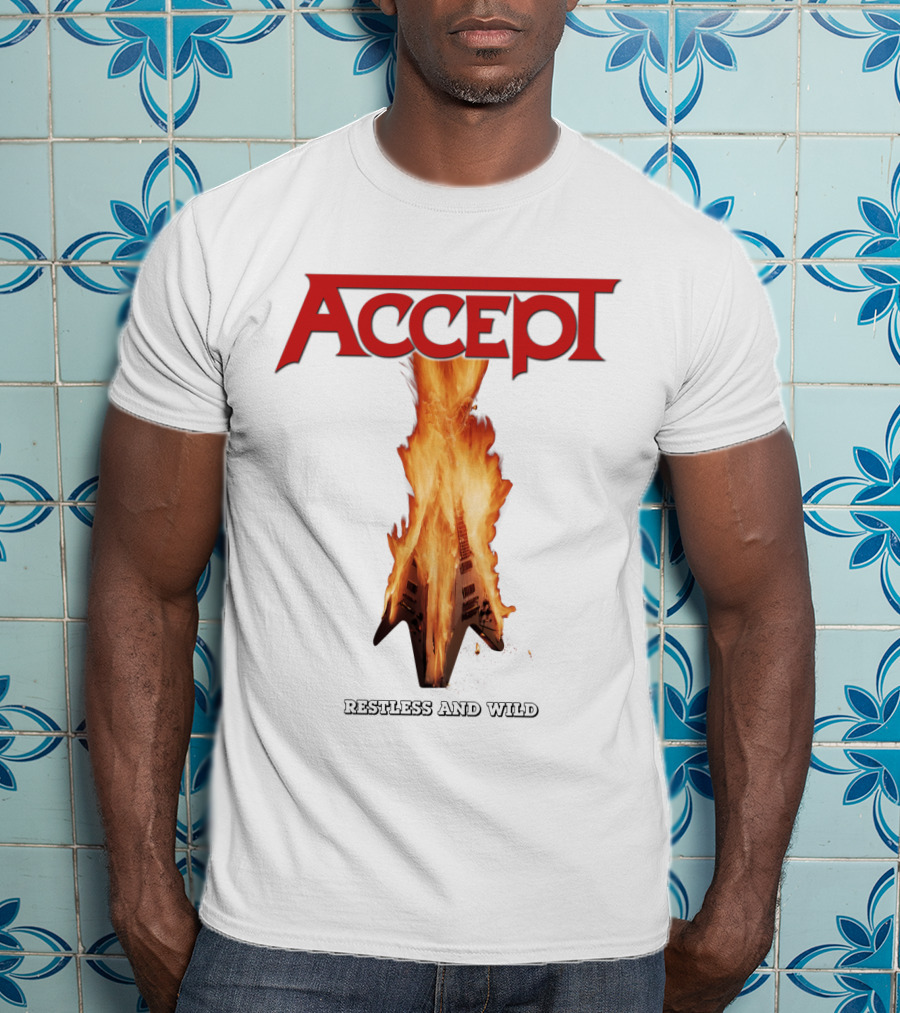 Accept Restless And Wild Flaming Guitar T-Shirt