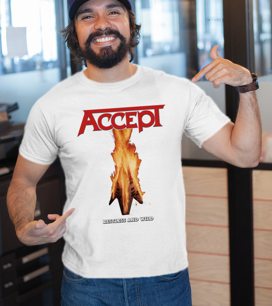 Accept Restless And Wild Flaming Guitar T-Shirt