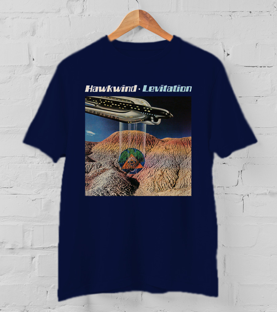 Hawkwind Levitation Spaceship Over Mountain Landscape T-Shirt