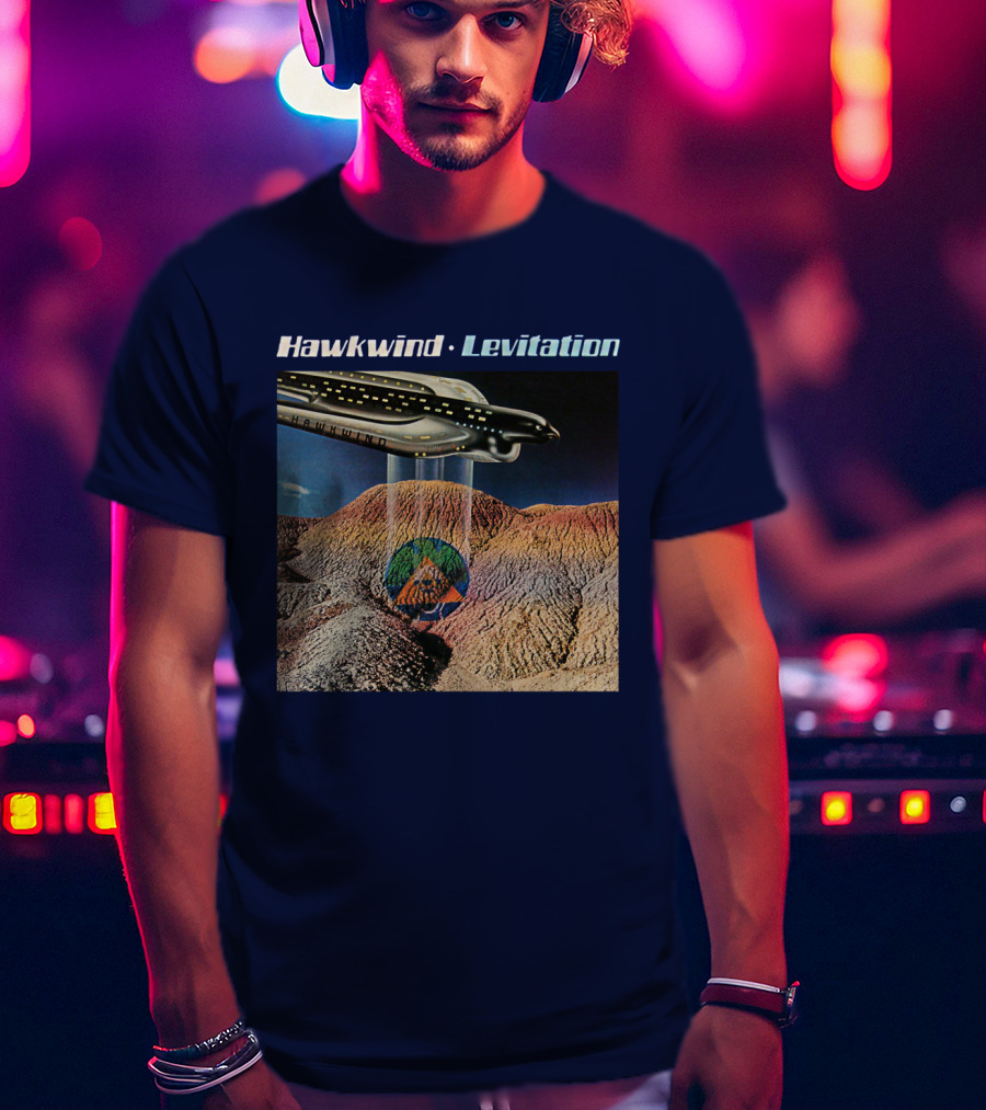 Hawkwind Levitation Spaceship Over Mountain Landscape T-Shirt