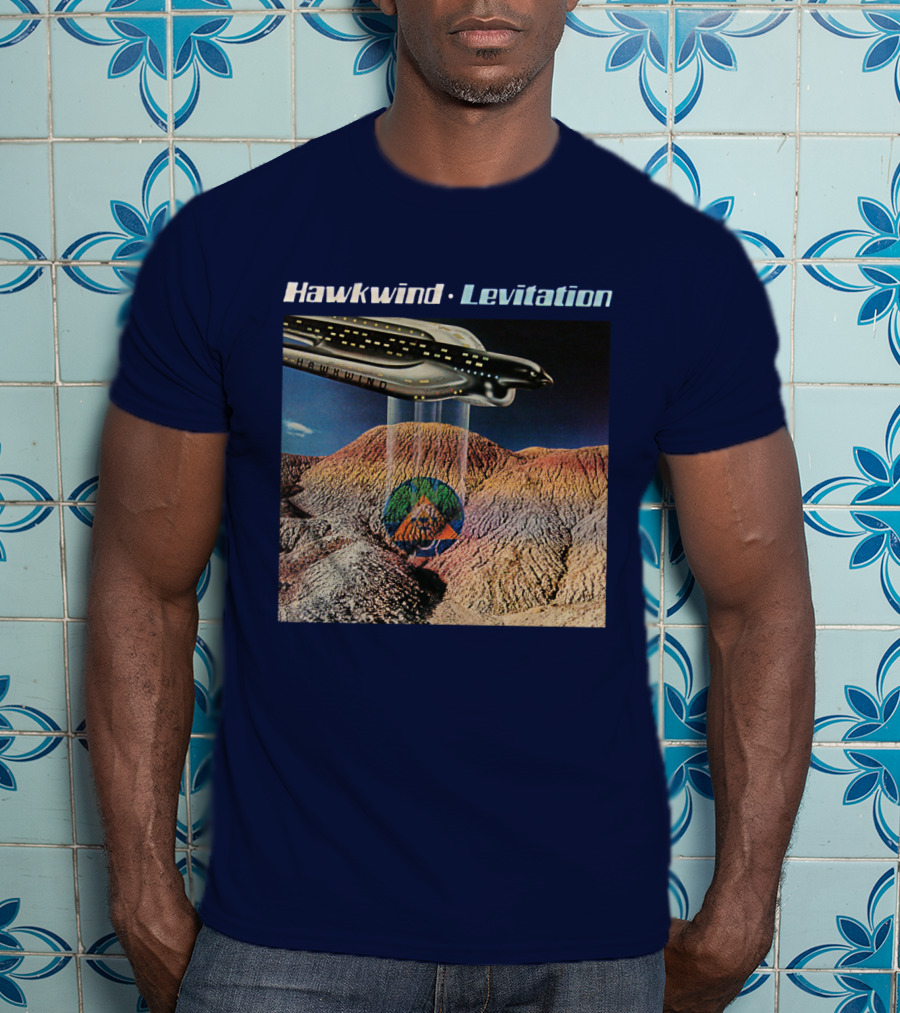 Hawkwind Levitation Spaceship Over Mountain Landscape T-Shirt