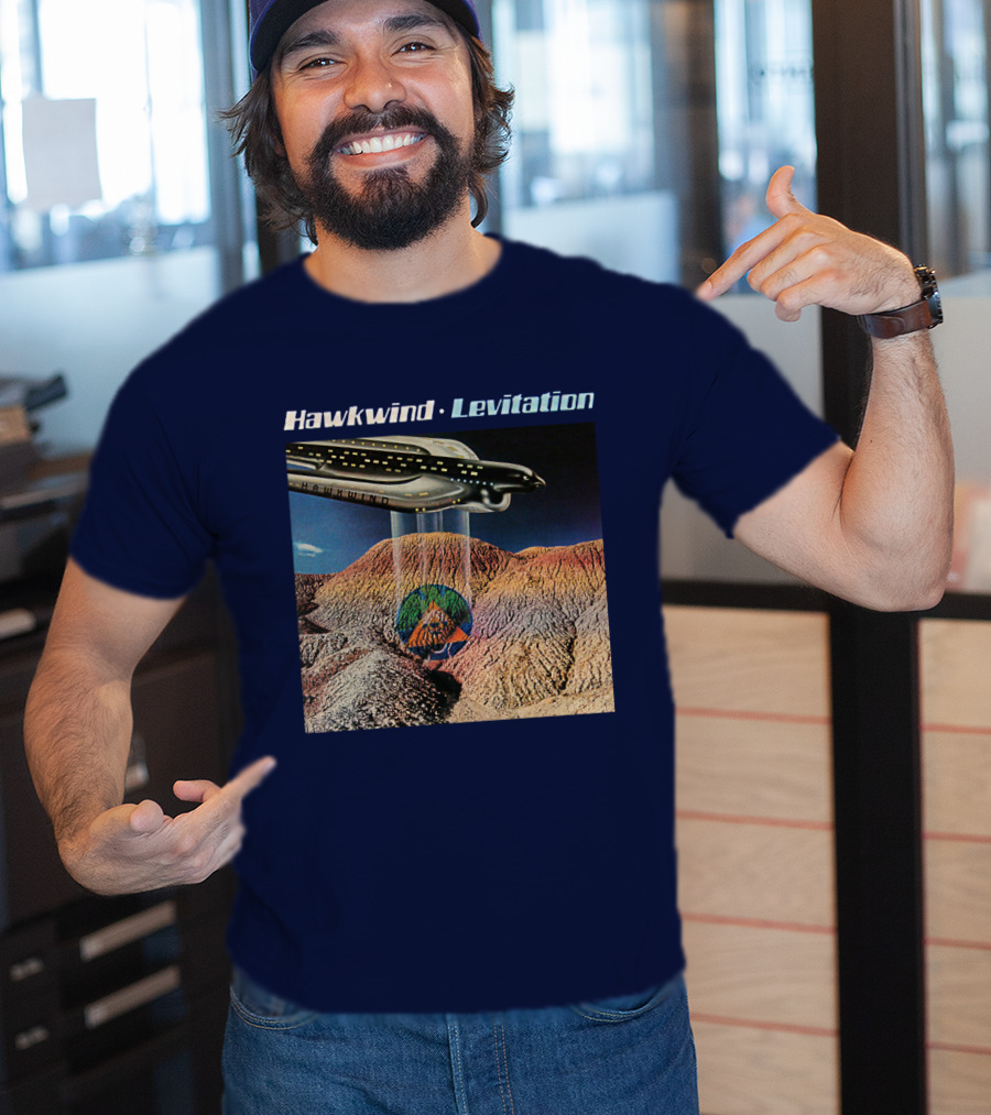 Hawkwind Levitation Spaceship Over Mountain Landscape T-Shirt