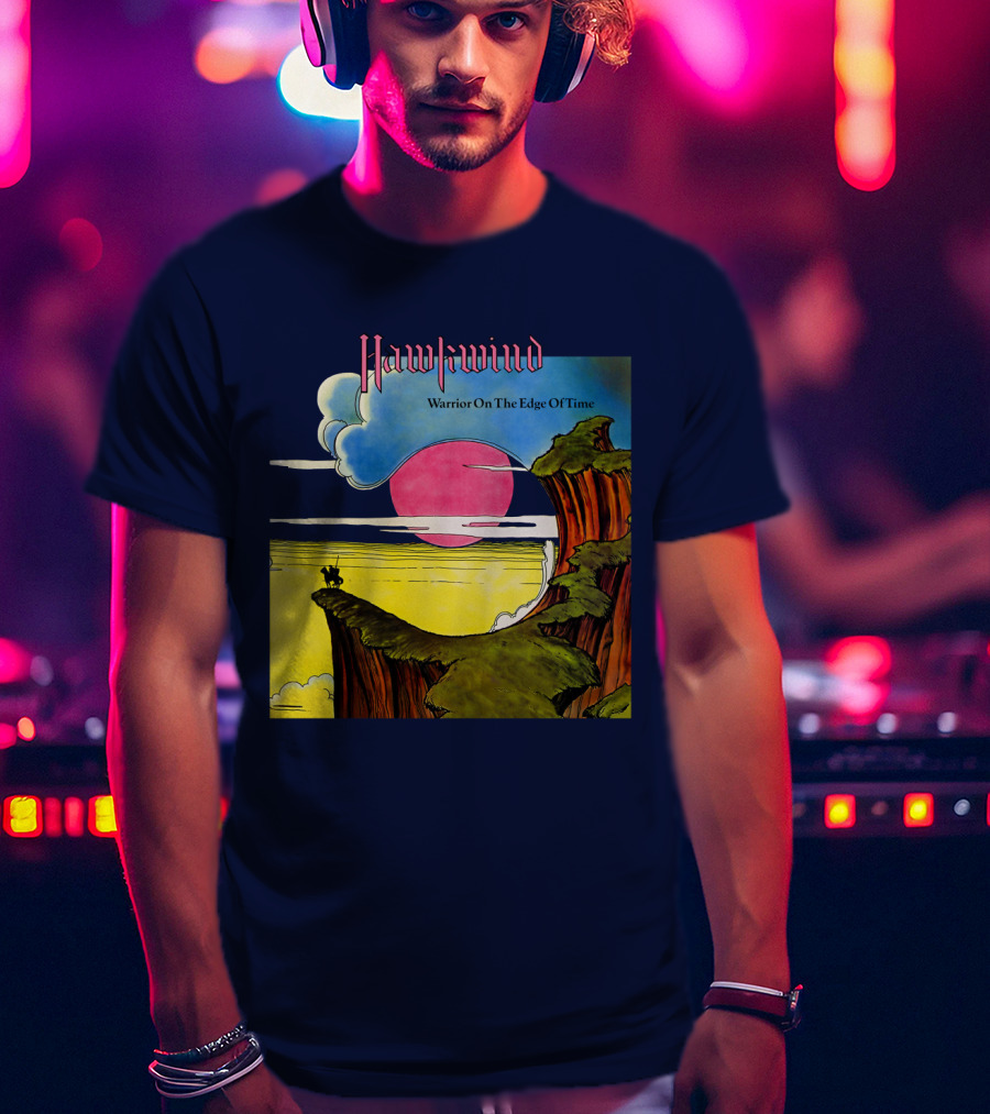 Hawkwind Warrior On The Edge Of Time Cliff Sunset Scene T-Shirt