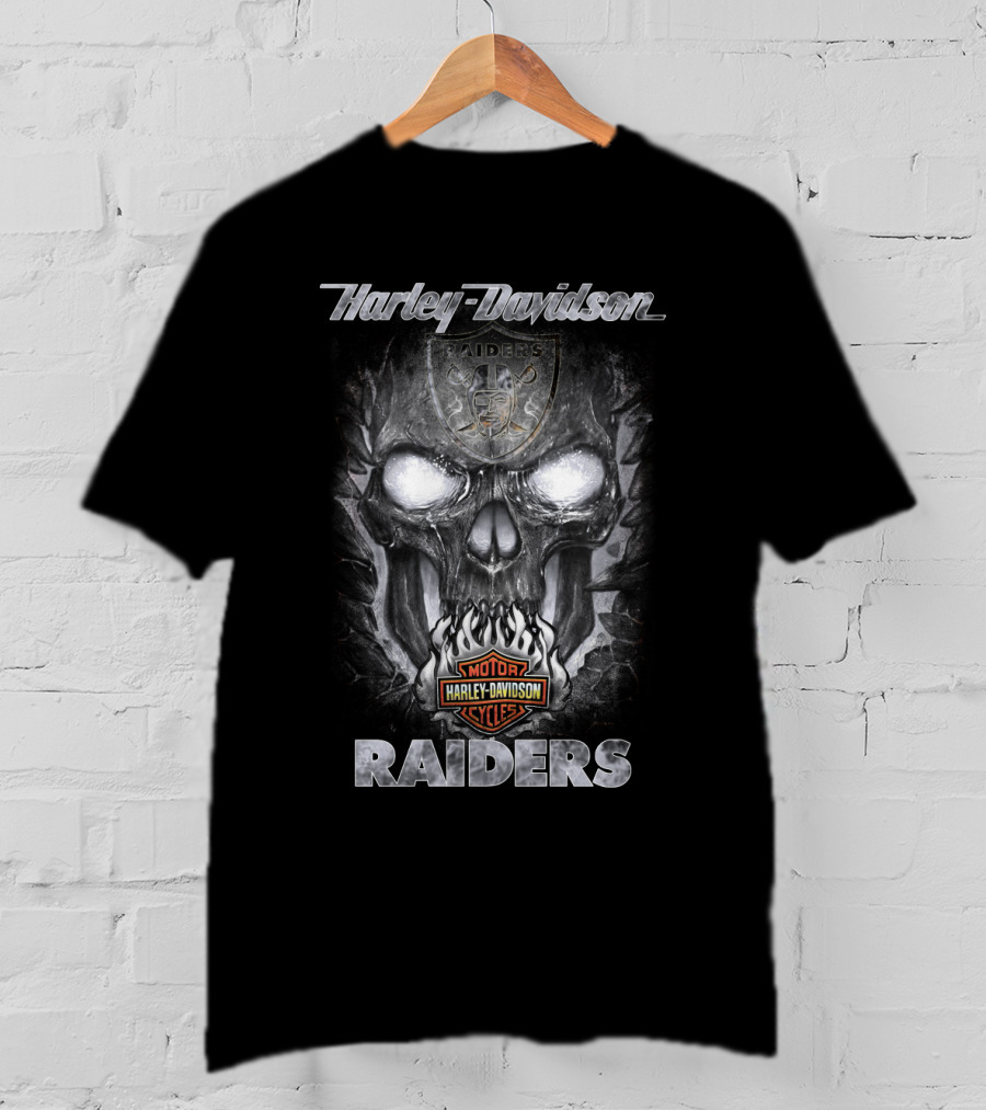 Harley Davidson Raiders Motor Cycles Skull T-Shirt