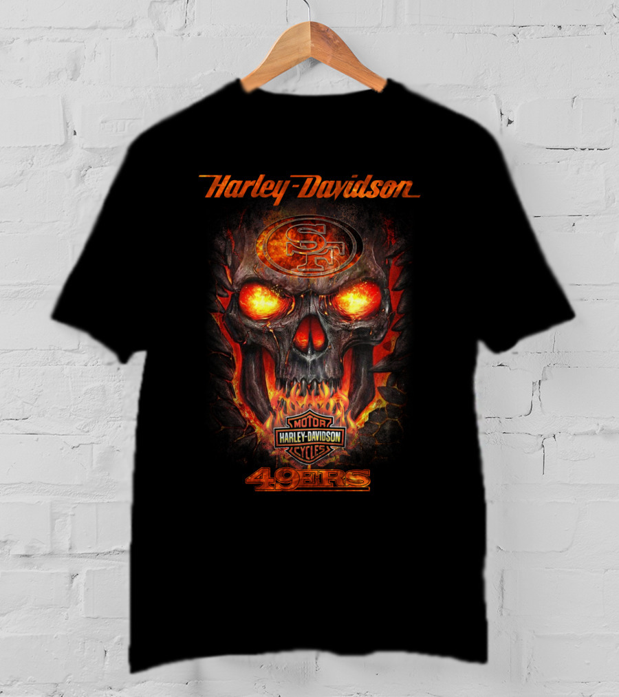 Harley Davidson San Francisco 49ers Skull Fire T-Shirt