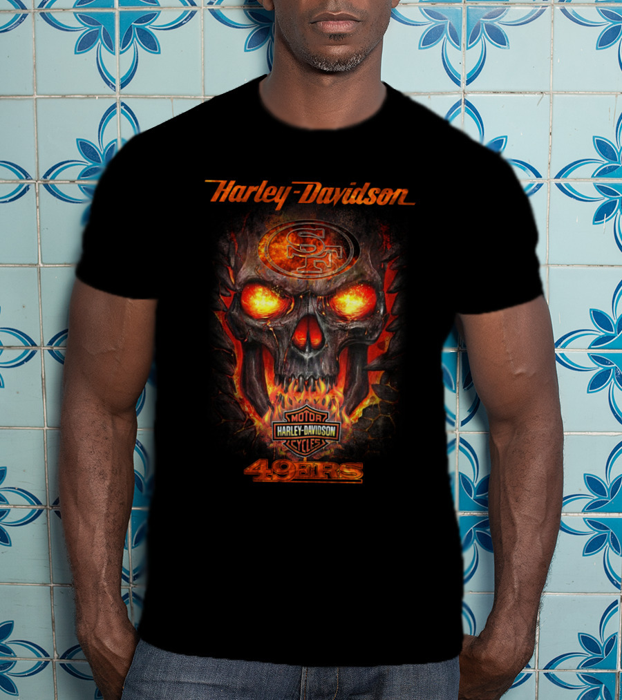 Harley Davidson San Francisco 49ers Skull Fire T-Shirt