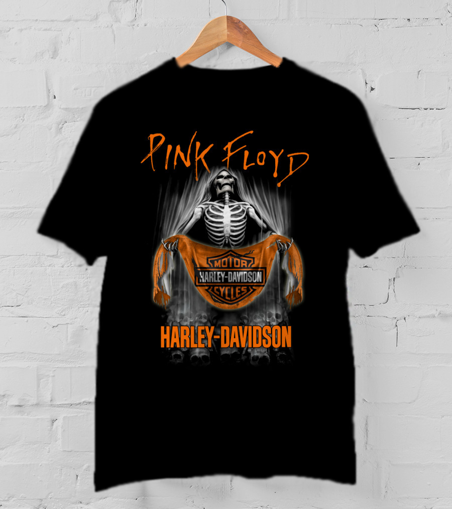 Pink Floyd Harley Davidson Skeleton Holding T-Shirt