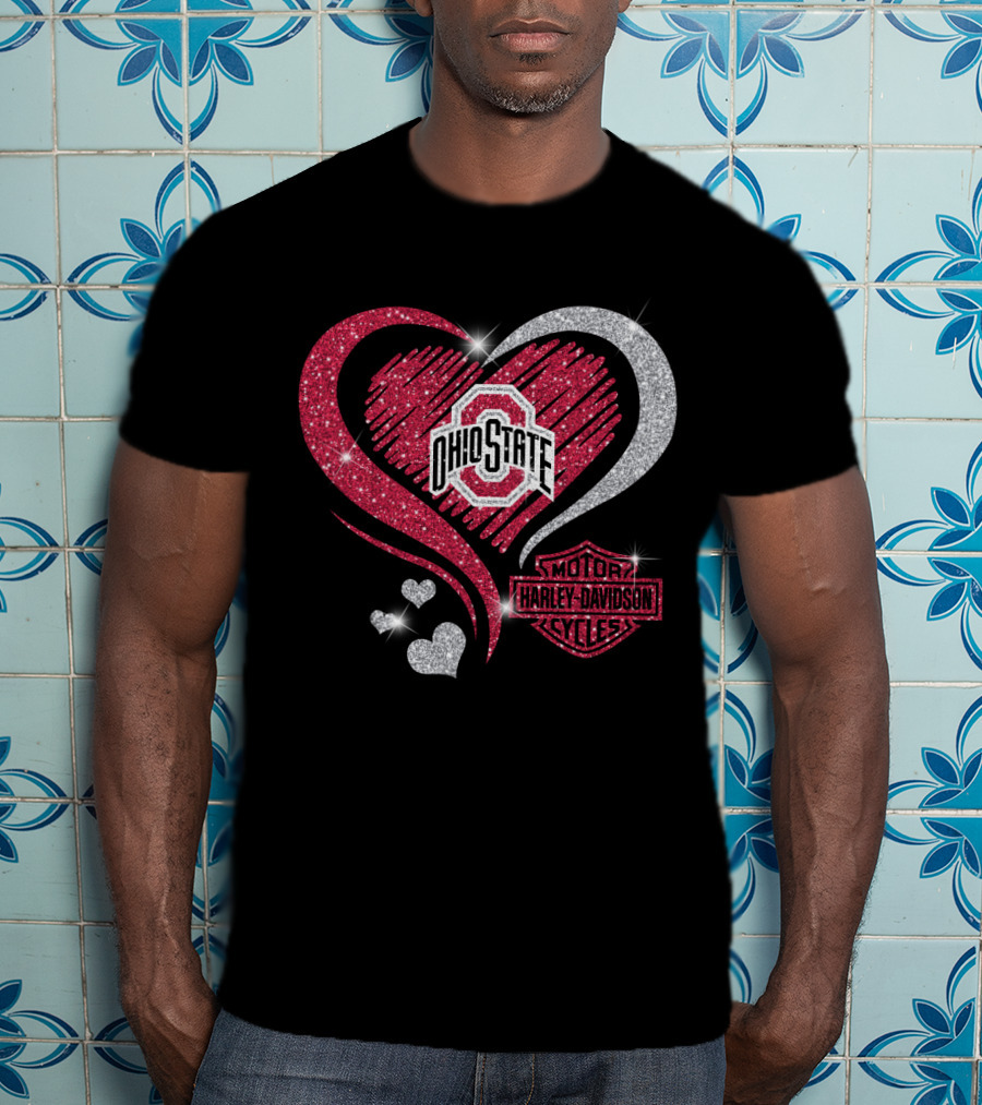 Ohio State Buckeyes Harley Davidson Heart T-Shirt