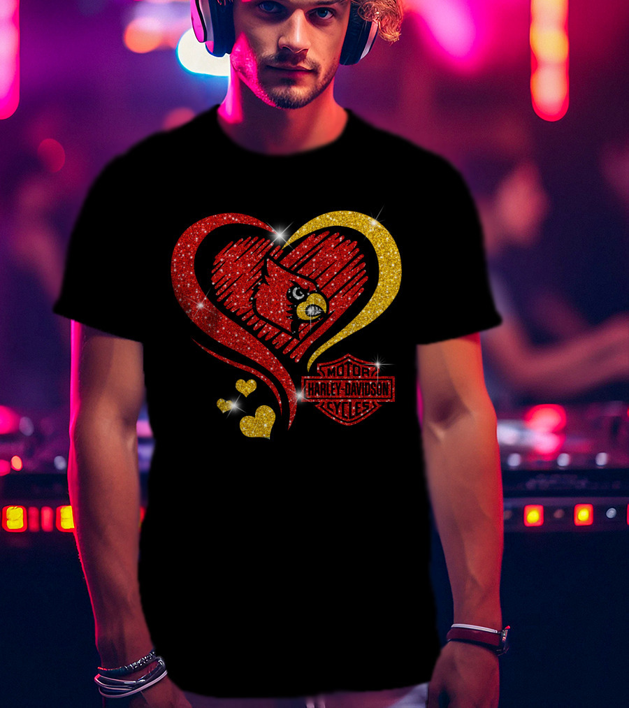 Harley Davidson Heart Louisville Cardinals T-Shirt