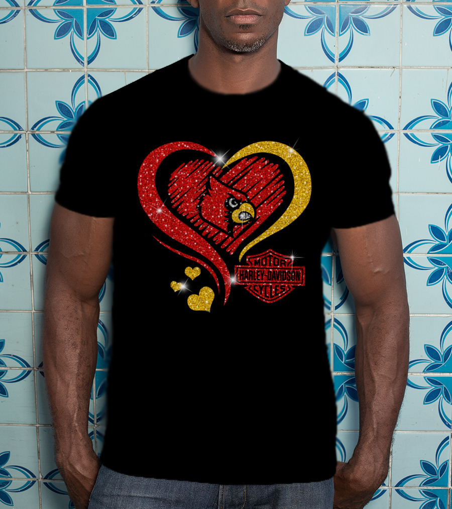 Harley Davidson Heart Louisville Cardinals T-Shirt
