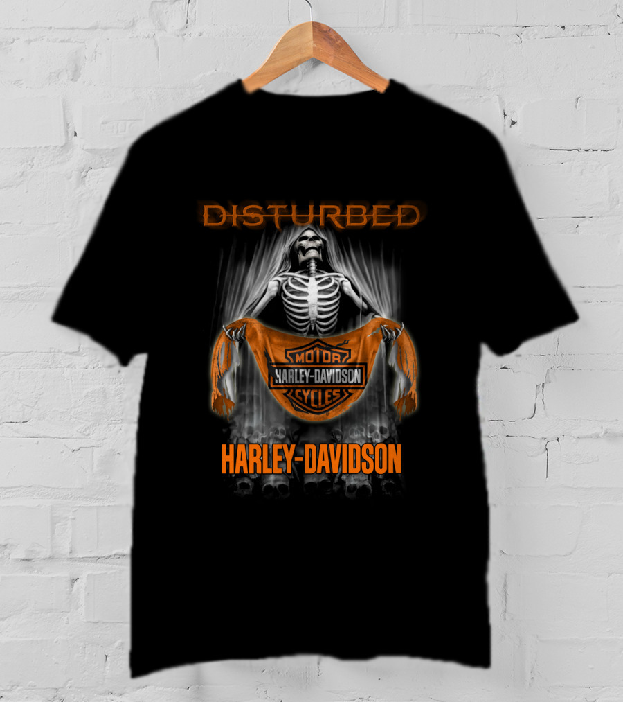 Disturbed Harley Davidson Motor Cycles Skeleton T-Shirt