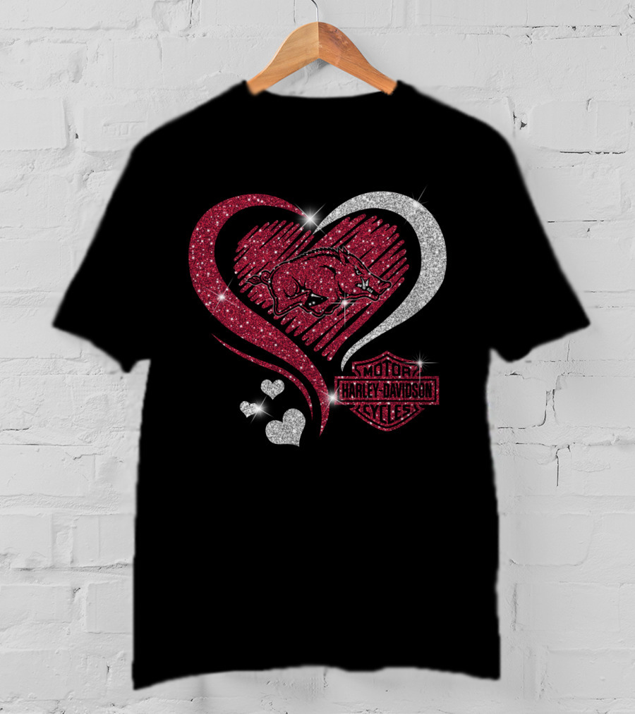 Harley Davidson Ncaa Arkansas Razorbacks Heart T-Shirt