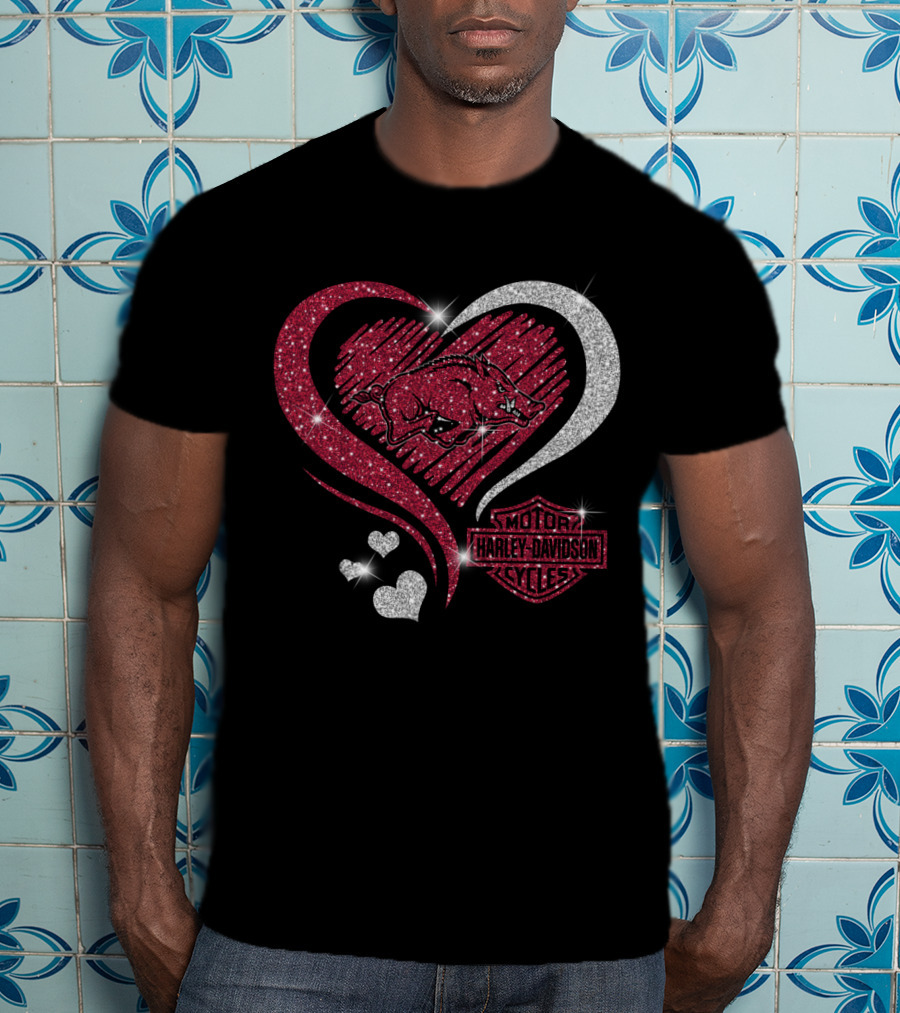 Harley Davidson Ncaa Arkansas Razorbacks Heart T-Shirt