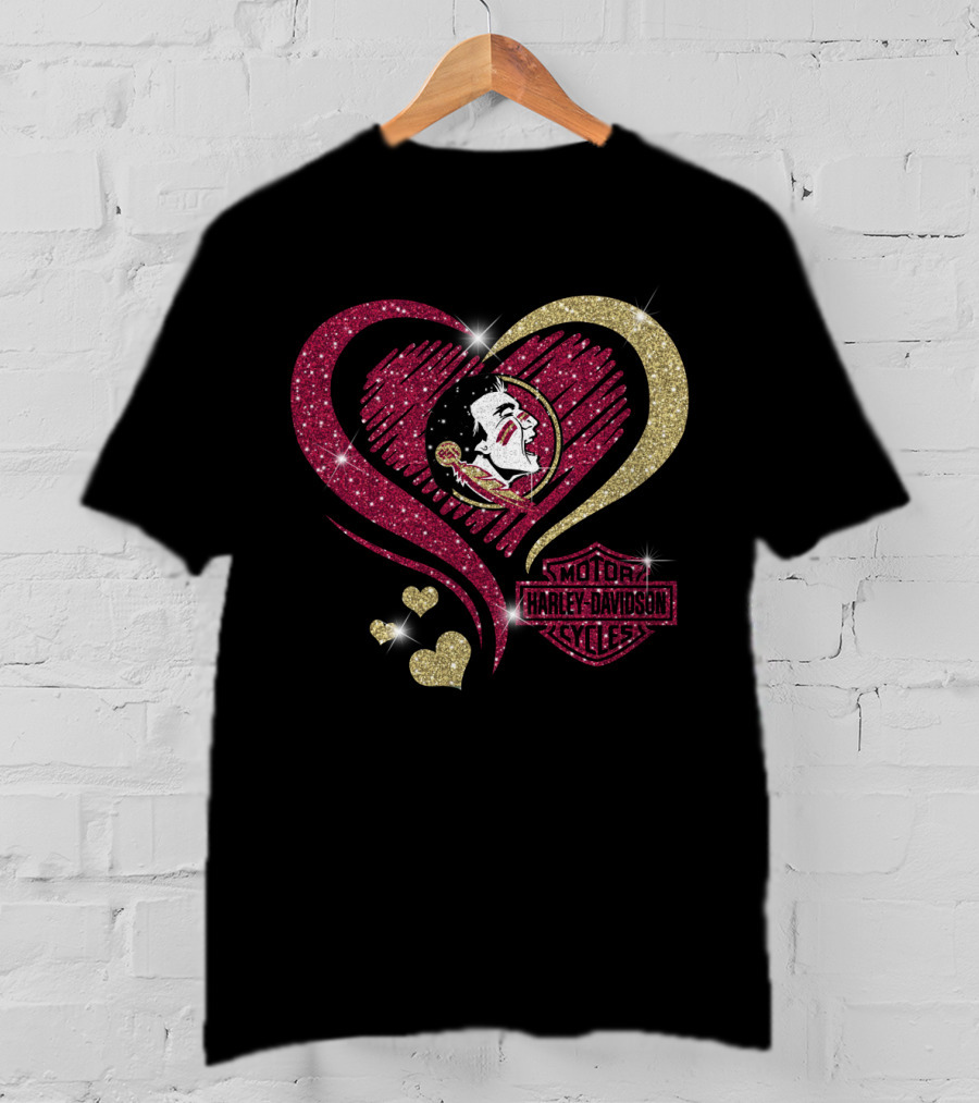 Harley Davidson Florida State Seminoles Heart T-Shirt