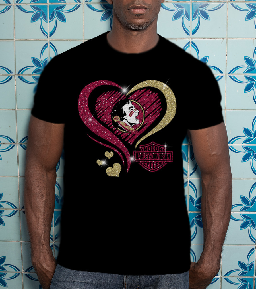 Harley Davidson Florida State Seminoles Heart T-Shirt