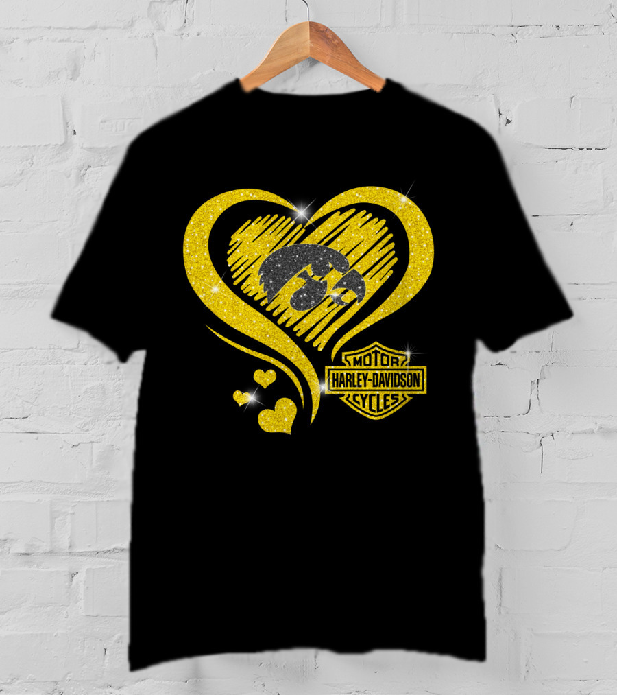 Motor Harley Davidson Cycles Iowa Hawkeyes Heart T-Shirt