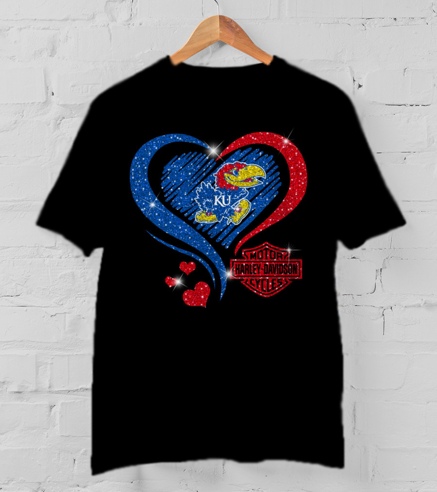 Ku Heart Harley Davidson Kansas Jayhawks T-Shirt