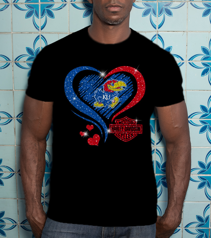 Ku Heart Harley Davidson Kansas Jayhawks T-Shirt