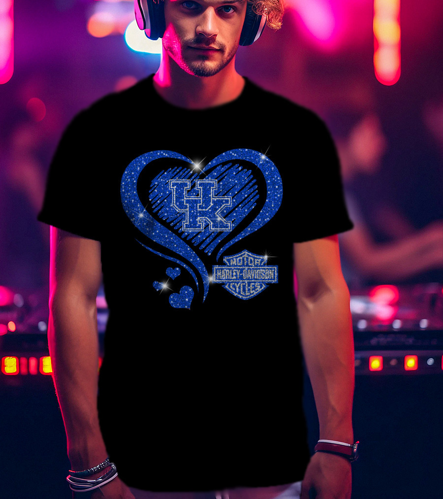 Kentucky Wildcats Harley Davidson Heart Uk T-Shirt