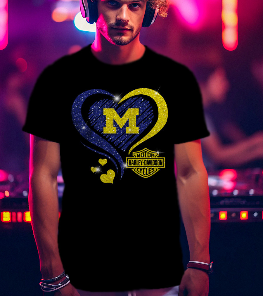 M Heart Sparkle Motor Harley Davidson Cycles T-Shirt
