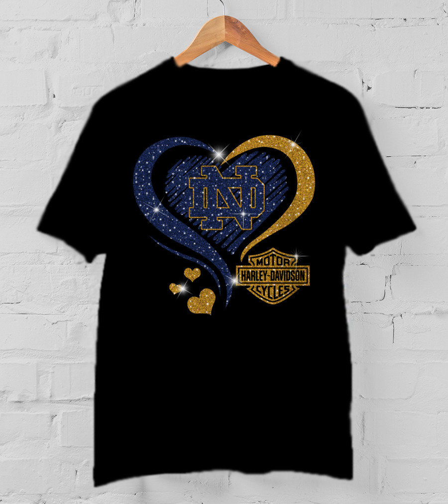 Notre Dame Fighting Irish Harley Davidson Heart T-Shirt