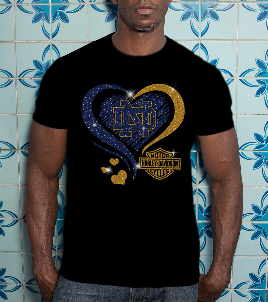 Notre Dame Fighting Irish Harley Davidson Heart T-Shirt