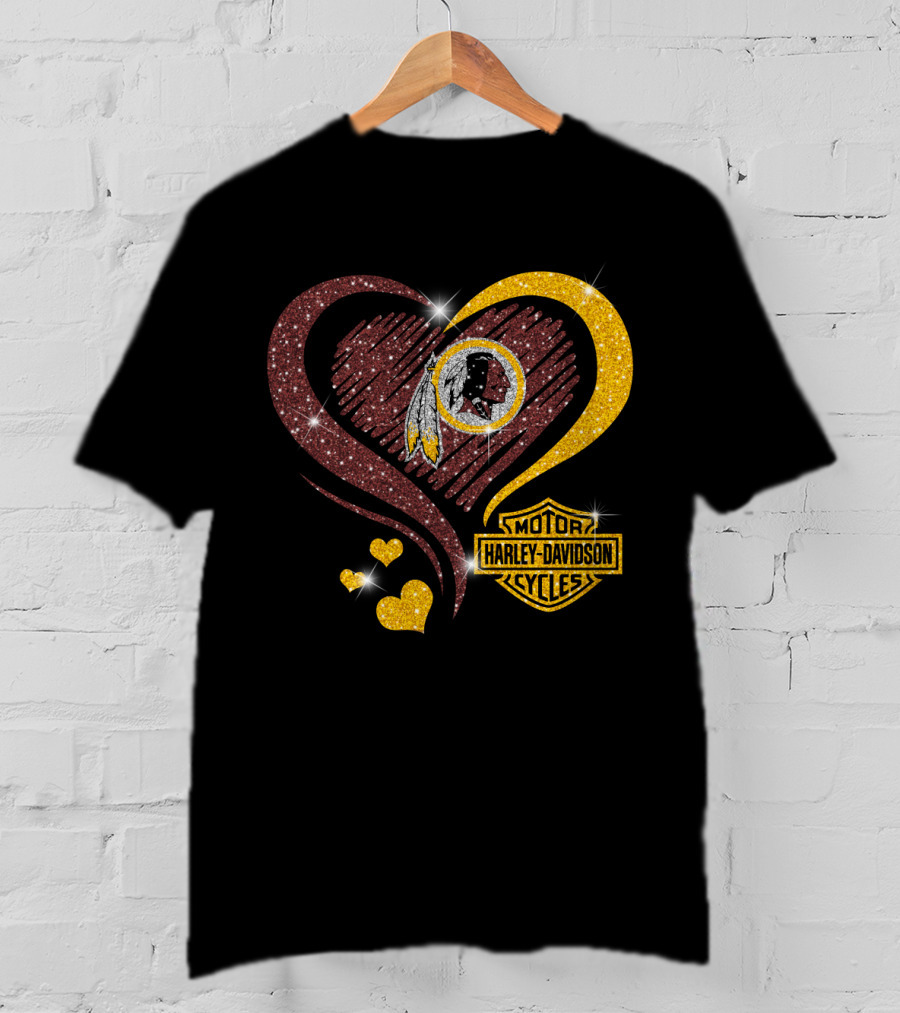 Harley Davidson Washington Redskins Heart T-Shirt