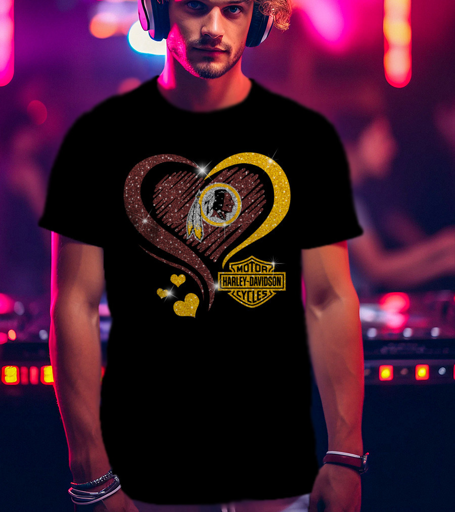 Harley Davidson Washington Redskins Heart T-Shirt