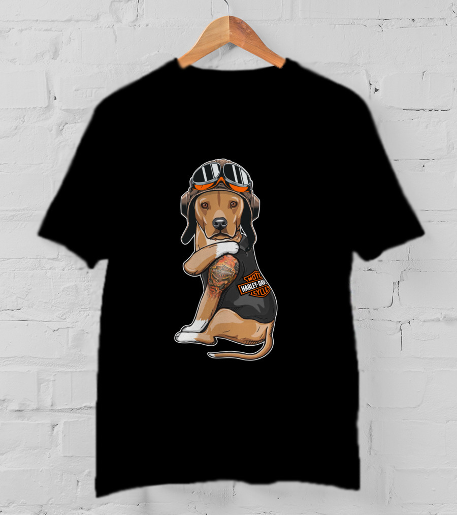 Hd Tatoo American Staffordshire Motocycle Harley Davidson T-Shirt