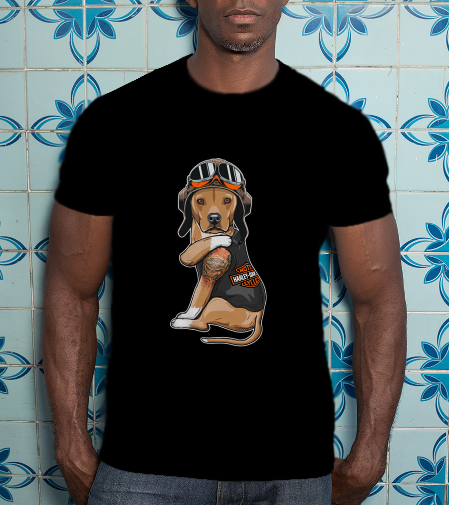 Hd Tatoo American Staffordshire Motocycle Harley Davidson T-Shirt