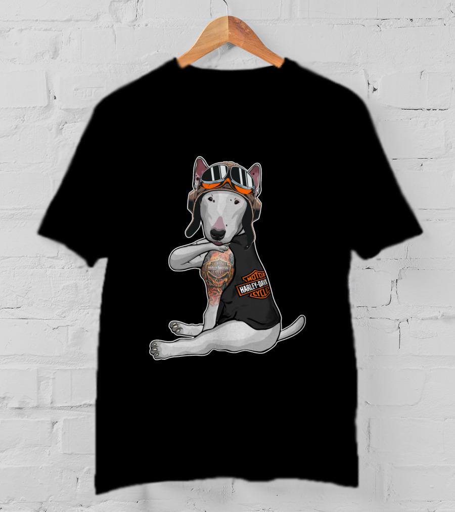 Bull Terrier Harley Davidson Style Tattoo T-Shirt
