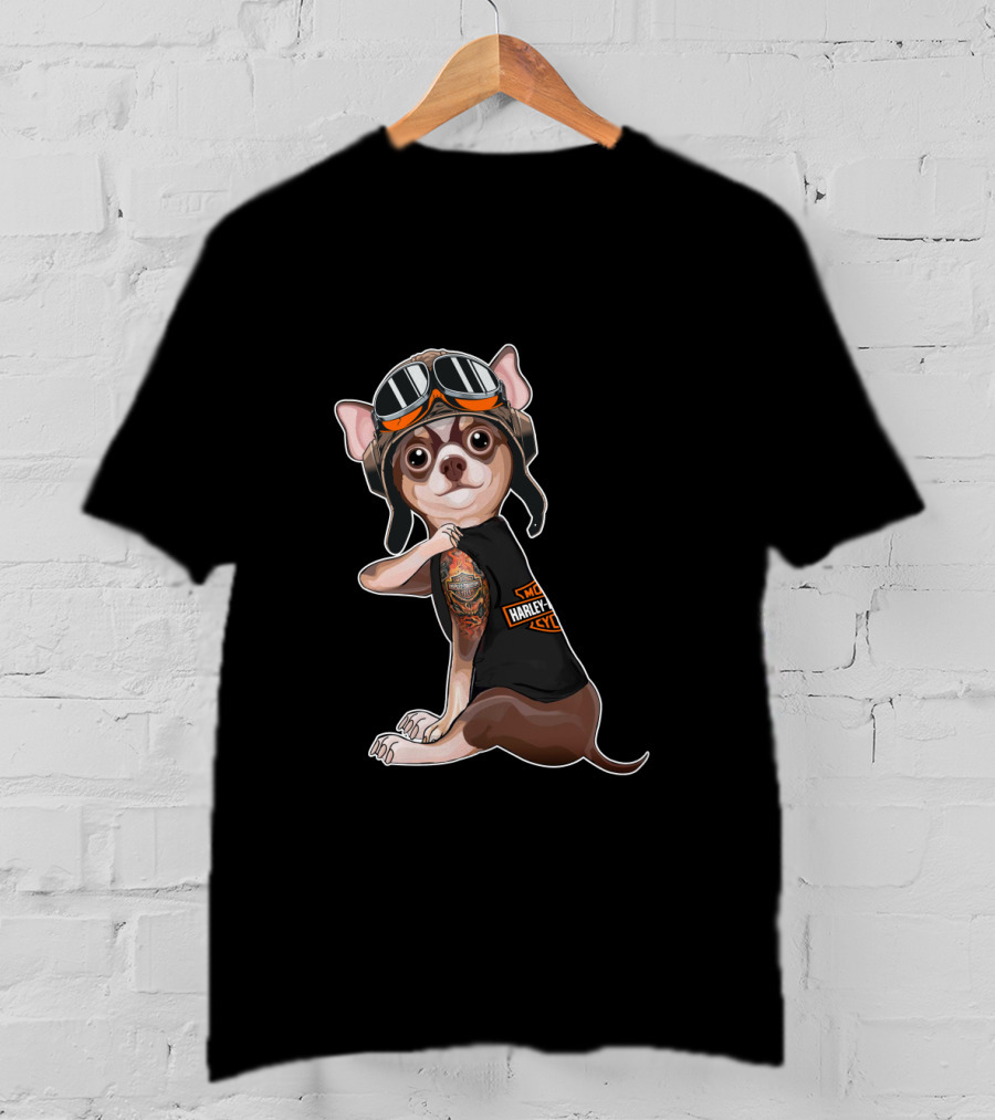 Hd Tattoo Chihuahua Harley Davidson Style Moto Pup T-Shirt