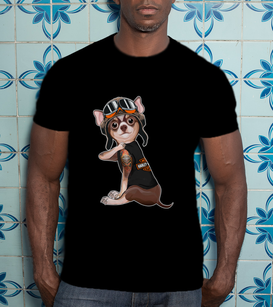Hd Tattoo Chihuahua Harley Davidson Style Moto Pup T-Shirt