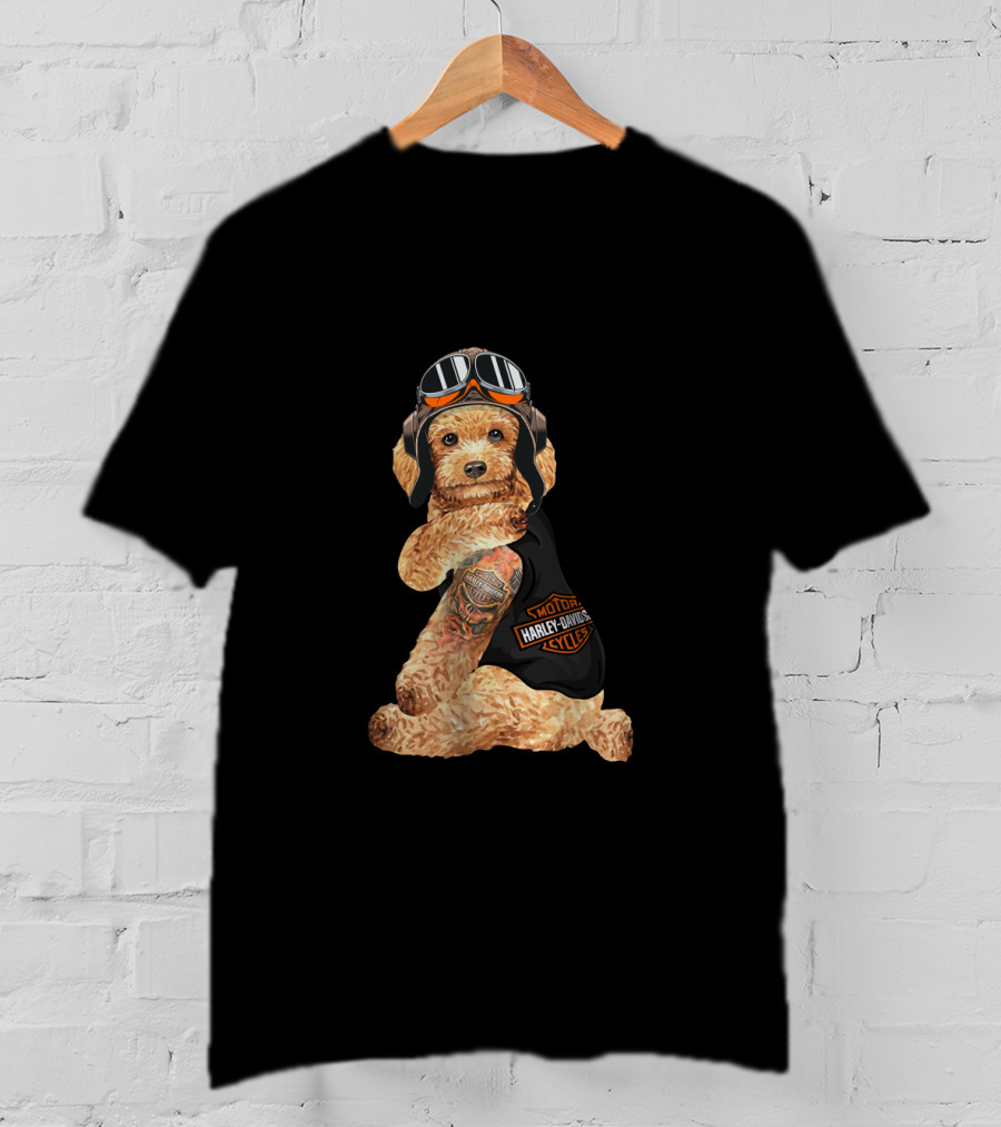 Shotgun Harley Davidson Cycles Hd Tatoo Poodle T-Shirt