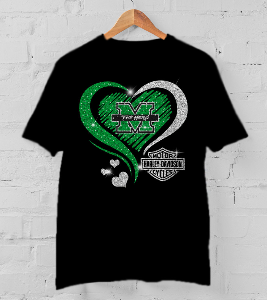 M The Herd Motor Harley Davidson Cycles Heart 0306Hd Marshall Thundering Herd T-Shirt